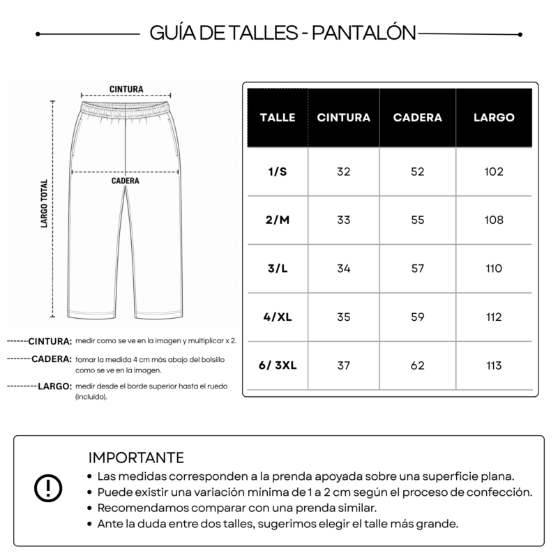 GUÍA DE TALLE PANTALÓN ED. FÍSICA JUVENIL Pantalón Ed. Física Azul Marino