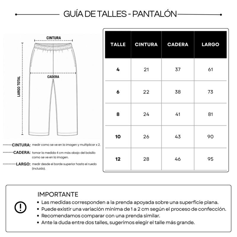 GUÍA DE TALLE PANTALÓN PRIMARIO GRIS TOPO ALEXIS Pantalón rústico elastizado unisex 1°-2°-3°grado IDAC