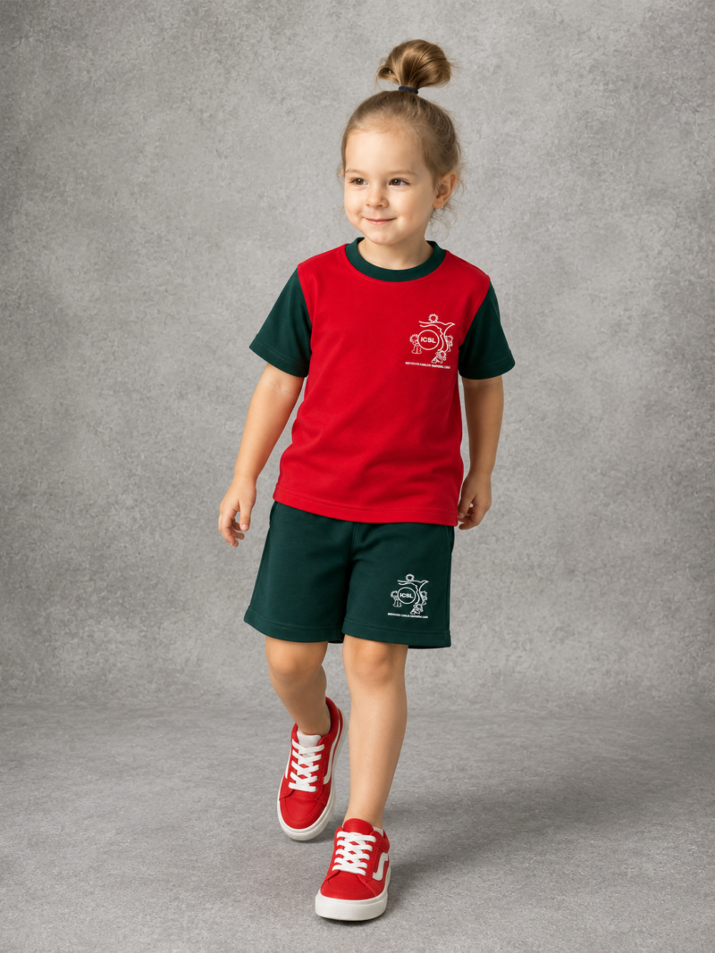 Remera y bermuda Uniforme Jardín Inst. Saavedra Lamas nena Bermuda Uniforme Jardín ICSL