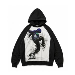 BUZO NEGRO ESTAMPADO 1 Buzo Over Negro con Estampa