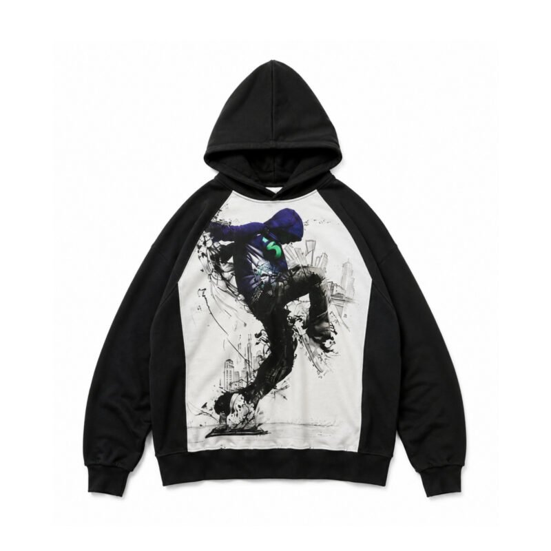 BUZO NEGRO ESTAMPADO 1 Buzo Over Negro con Estampa