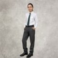 Camisa Blanca y Pantalón Gris topo icsl 1 CORBATA VERDE INGLÉS