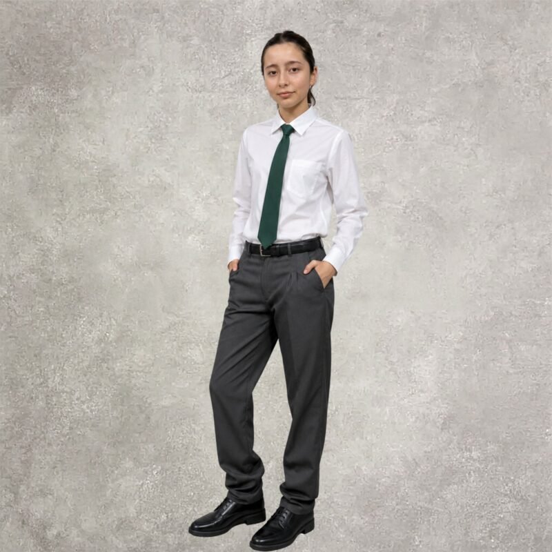 Camisa Blanca y Pantalón Gris topo icsl 1 CORBATA VERDE INGLÉS